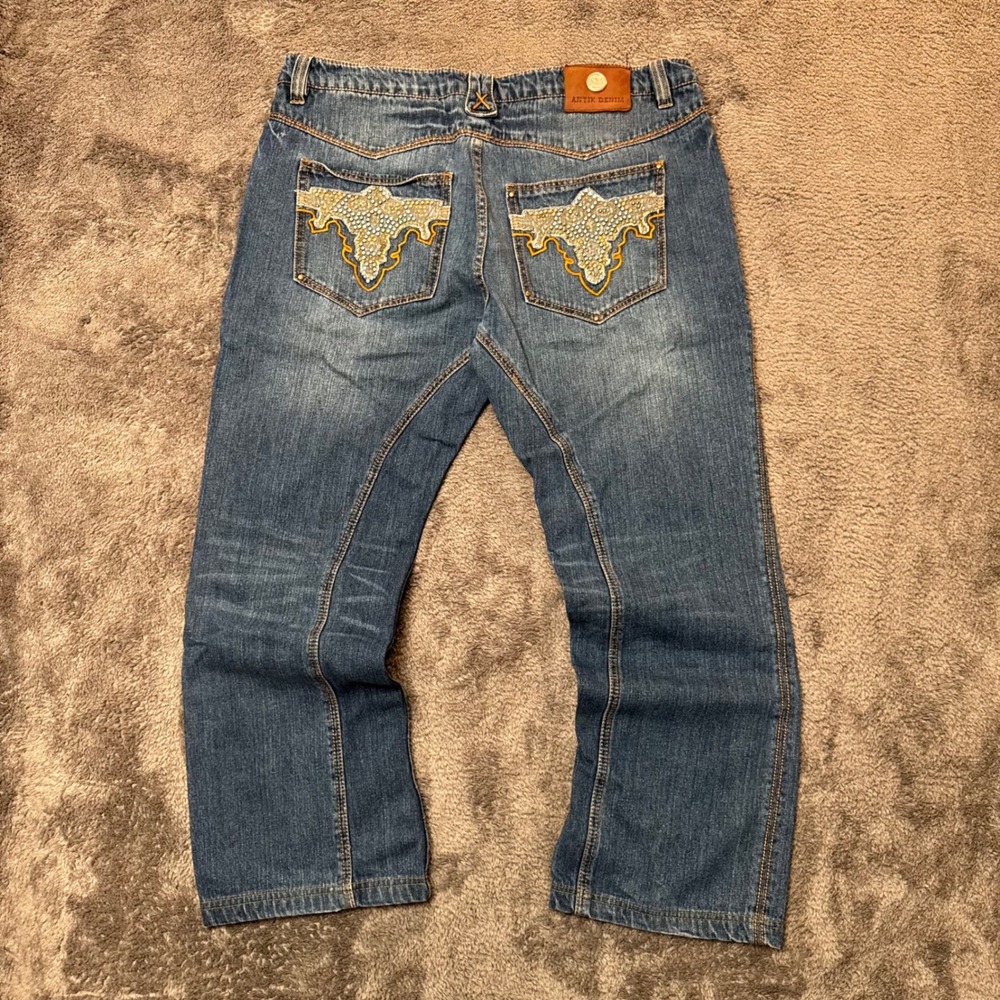 Antik Denim Mens 40 Blue Jeans Rhinestone Embroidered Western Y2K Straight Leg